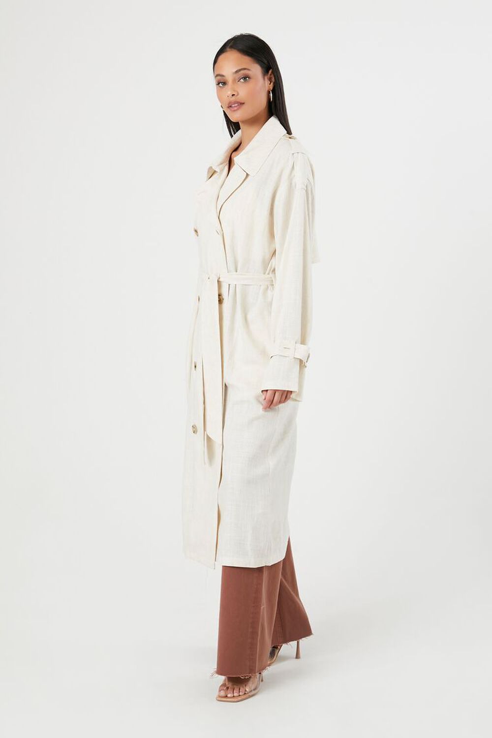 Notched Tie-Front Trench Coat